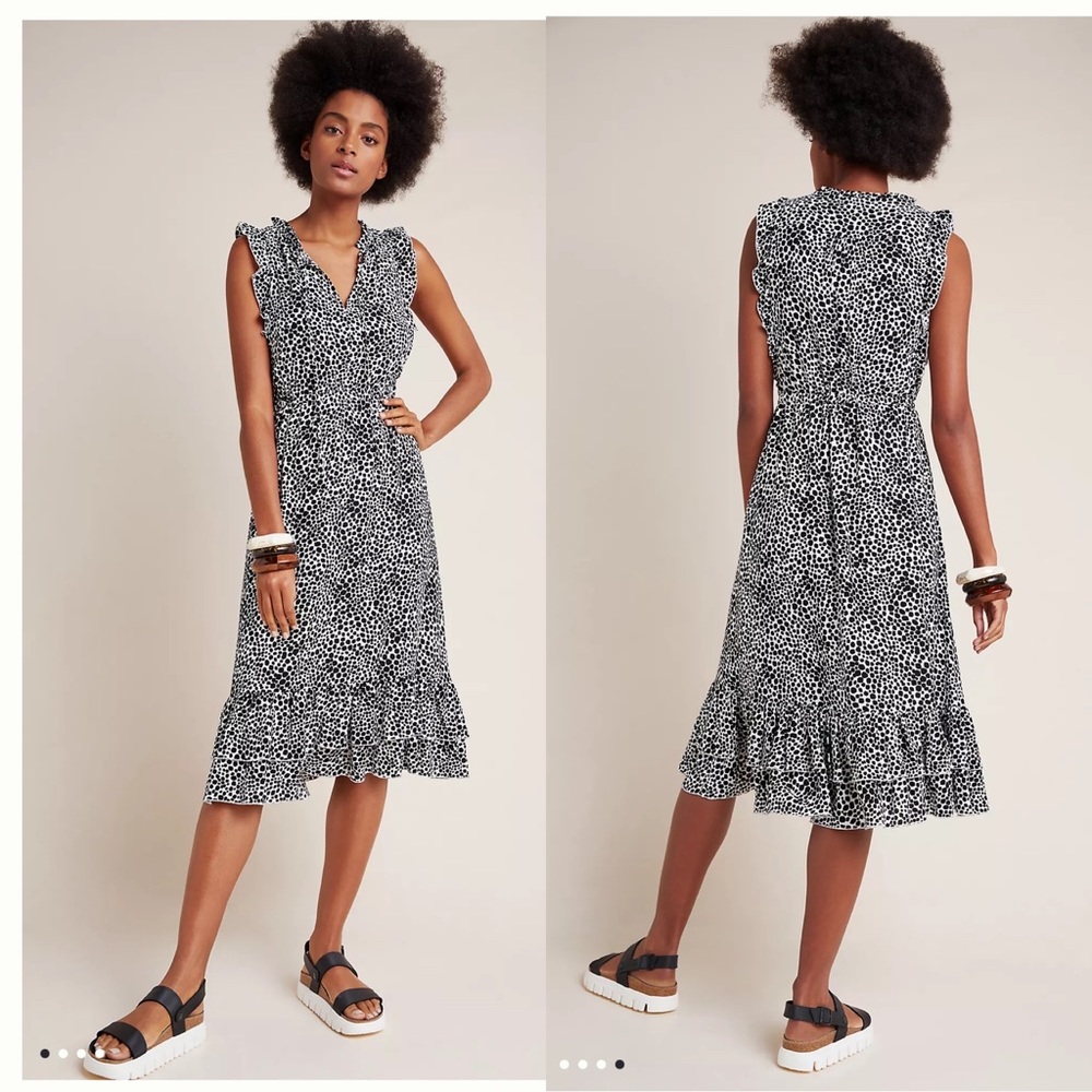 Maeve Ruby Ruffled Midi Dress